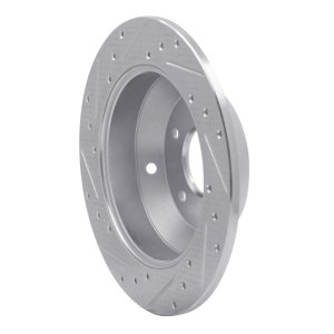 Hyundai Santa Fe Brake Rotor (1) - Rear Right - R1 Concepts - Drilled & Slotted - Silver - `10-`21